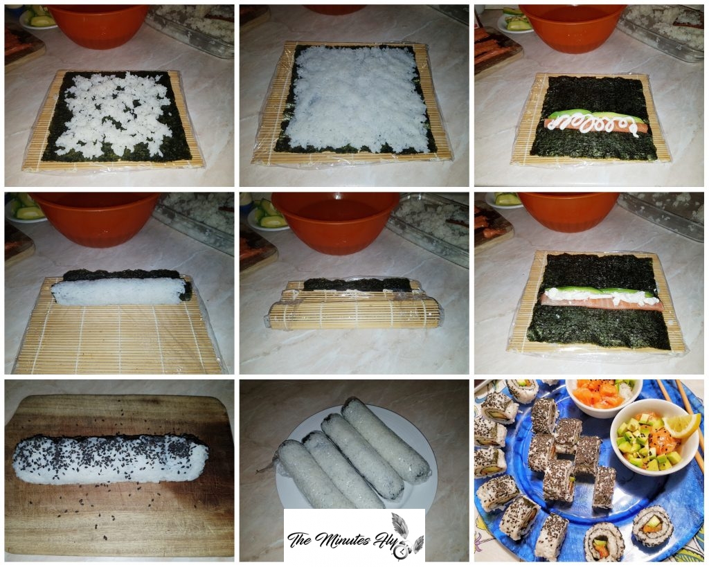 sushi - uramaki philadelphia roll - uramaki sake avocado - uramaki spicy sake - uramaki spicy salmon - nadia coppola - fatinasweet - the minutes fly