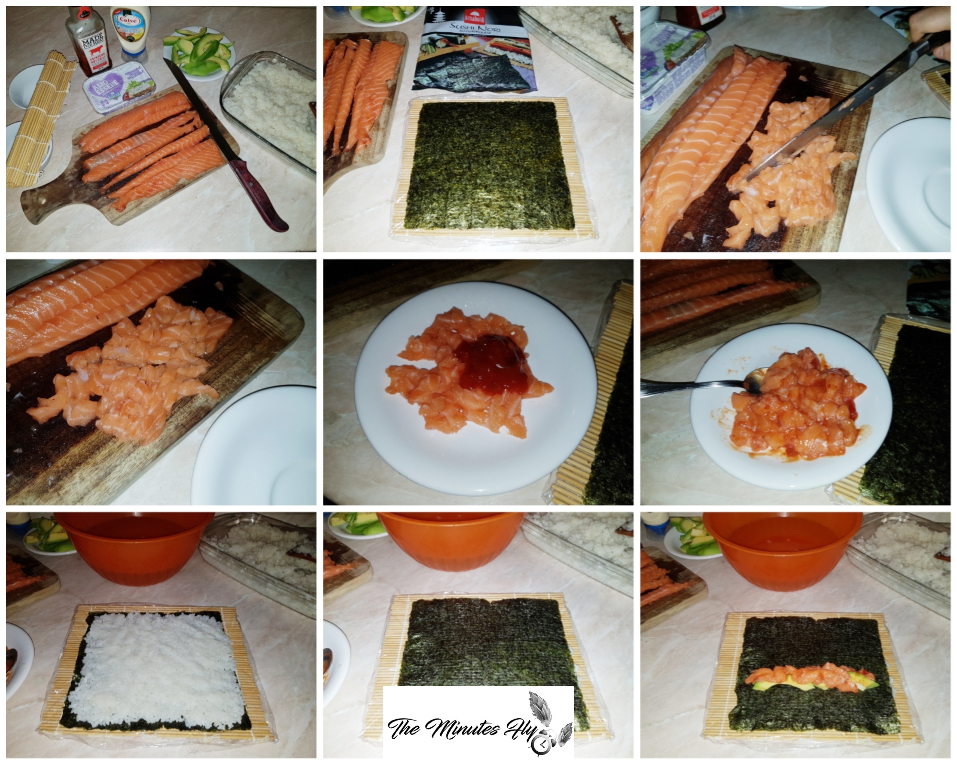 sushi - uramaki philadelphia roll - uramaki sake avocado - uramaki spicy sake - uramaki spicy salmon - nadia coppola - fatinasweet - the minutes fly