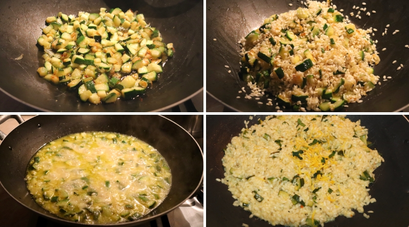 risotto con zucchine, menta e limone