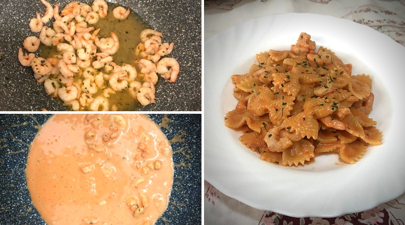 farfalle rosè - brandy - gamberetti - the minutes fly - web magazine
